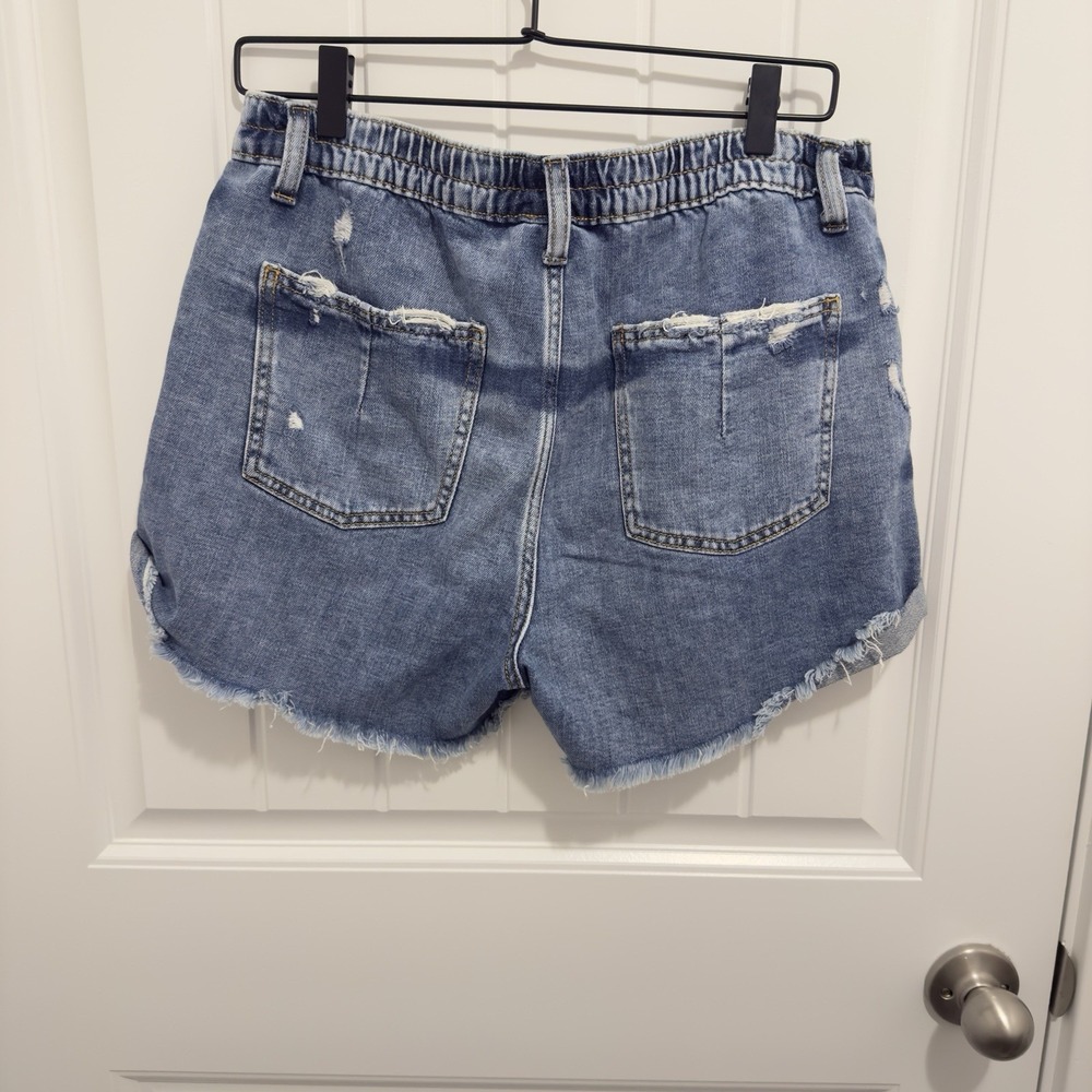 Aerie Women's Denim Shorts Distressed Elastic Back Waist Size Small - Picture 2 of 4